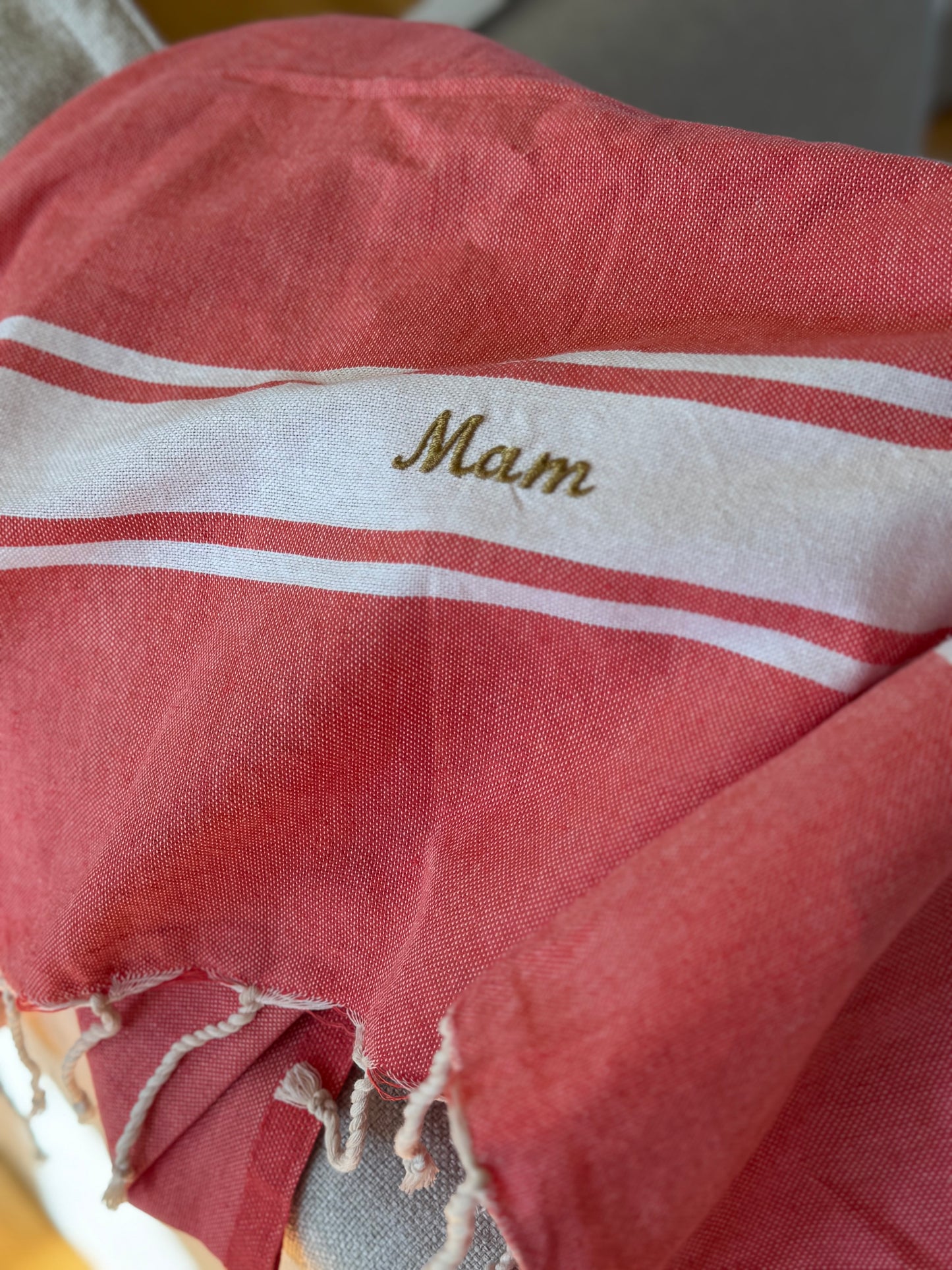 FOUTA classique - rouge framboise - personnalisée