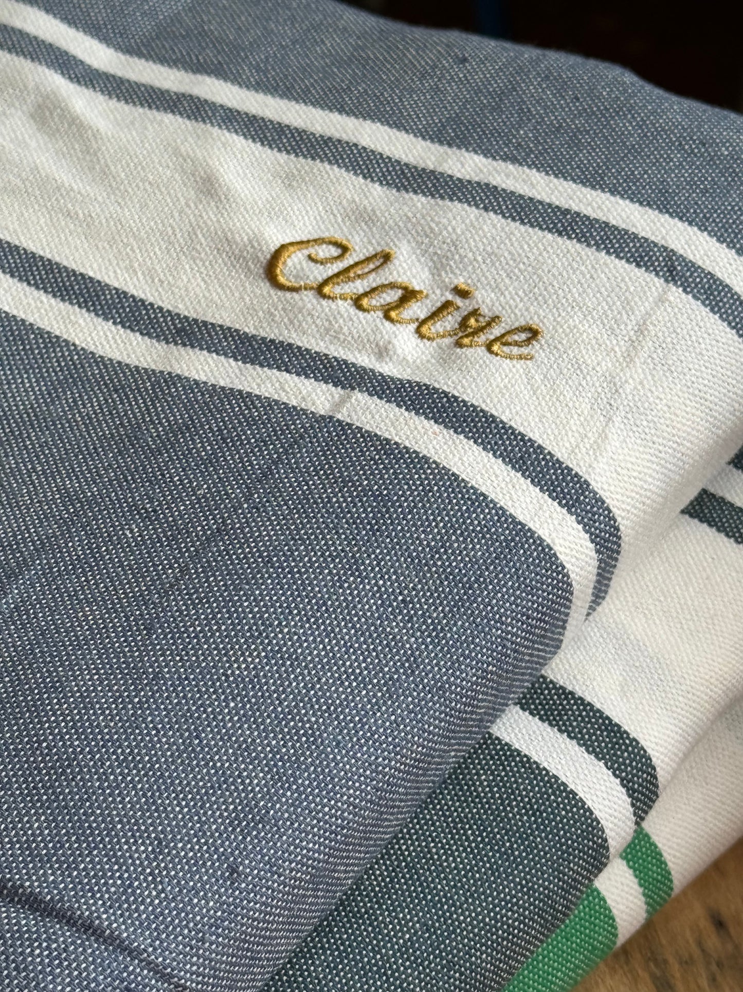 FOUTA classique - bleu jeans - personnalisée