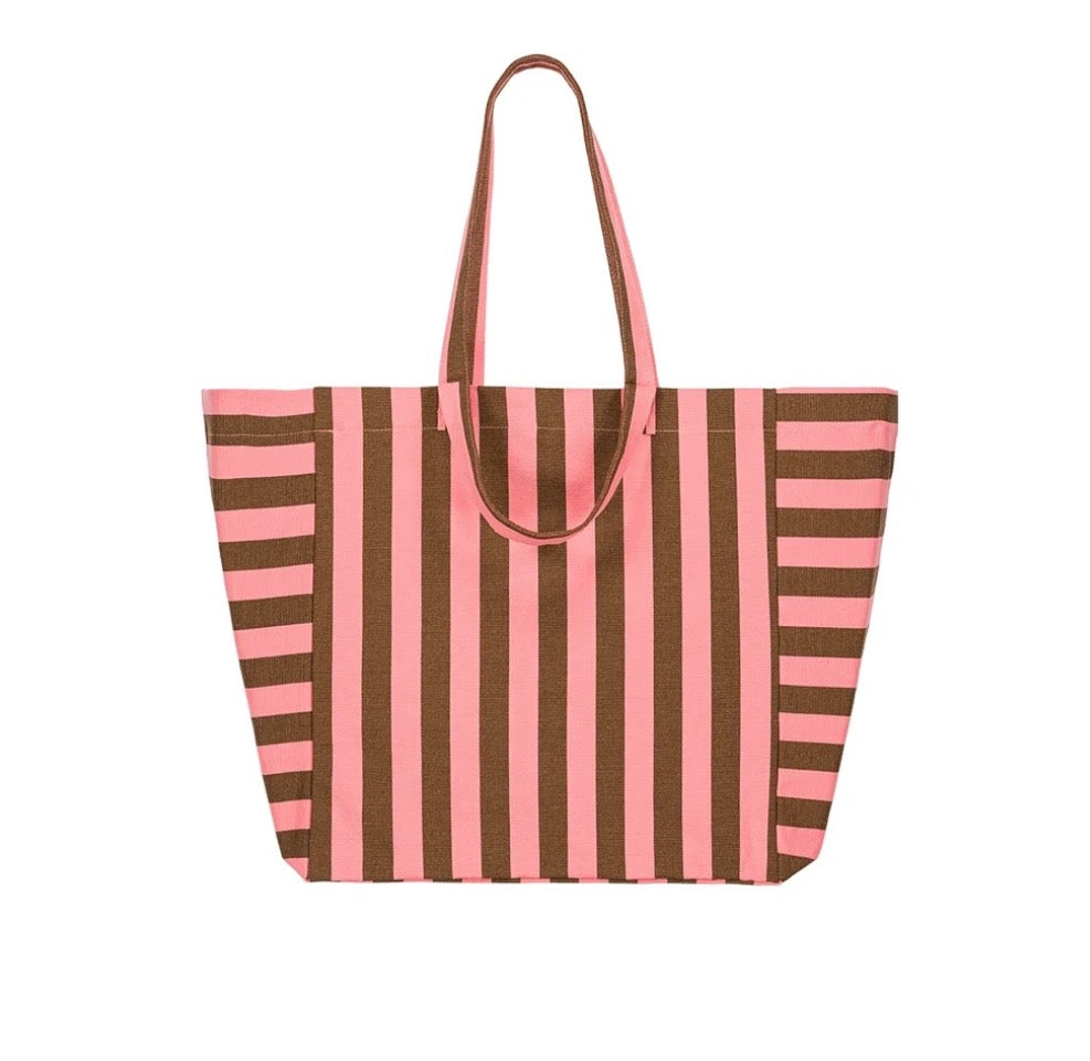 Sac cabas Elisa - rayure funky pink / olive