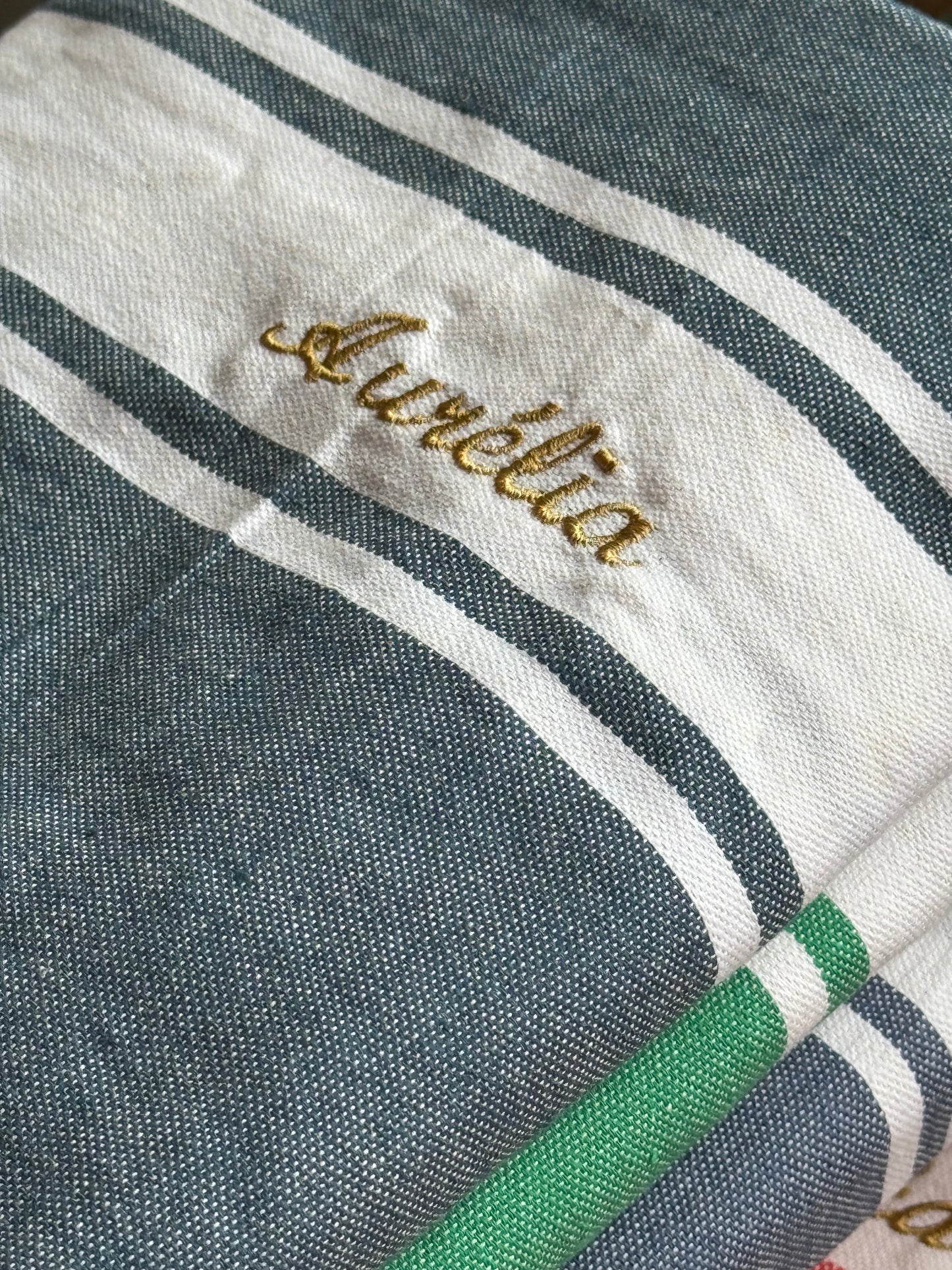 FOUTA classique - bleu canard - personnalisée