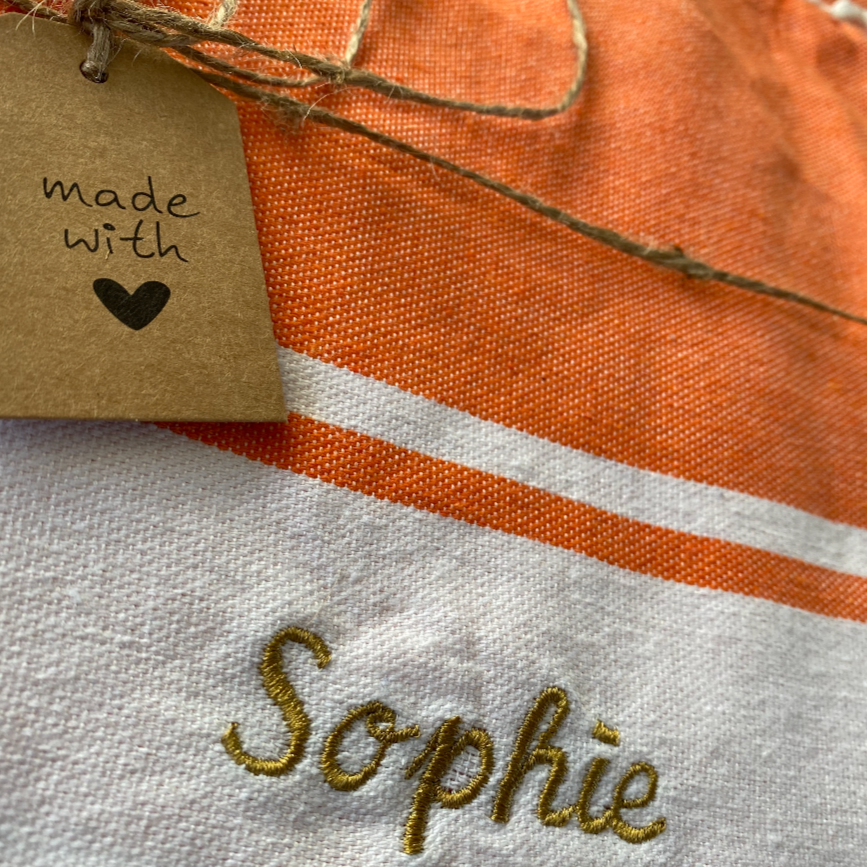 FOUTA classique - orange - personnalisée