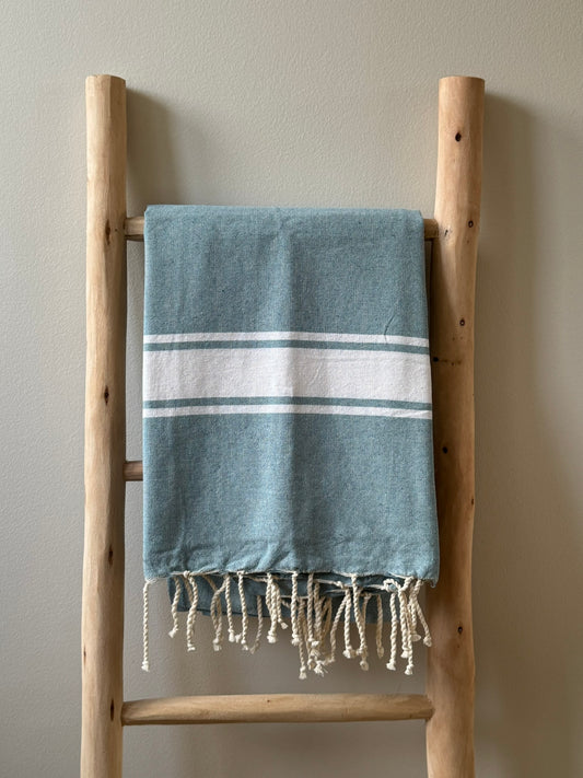 FOUTA classique - bleu azurin - personnalisée