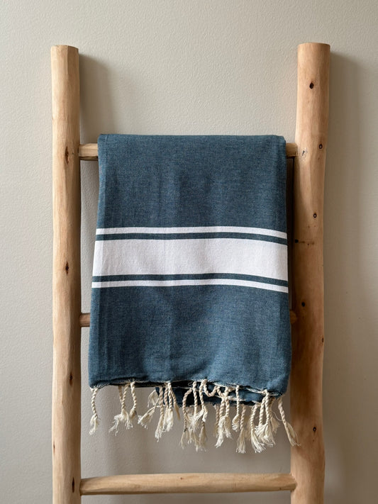 FOUTA classique - bleu canard - personnalisée