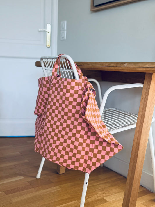 Sac cabas Elisa - damier strawberry