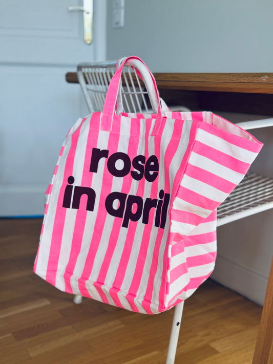 Sac cabas Elisa - rayures rose fluo - édition limitée