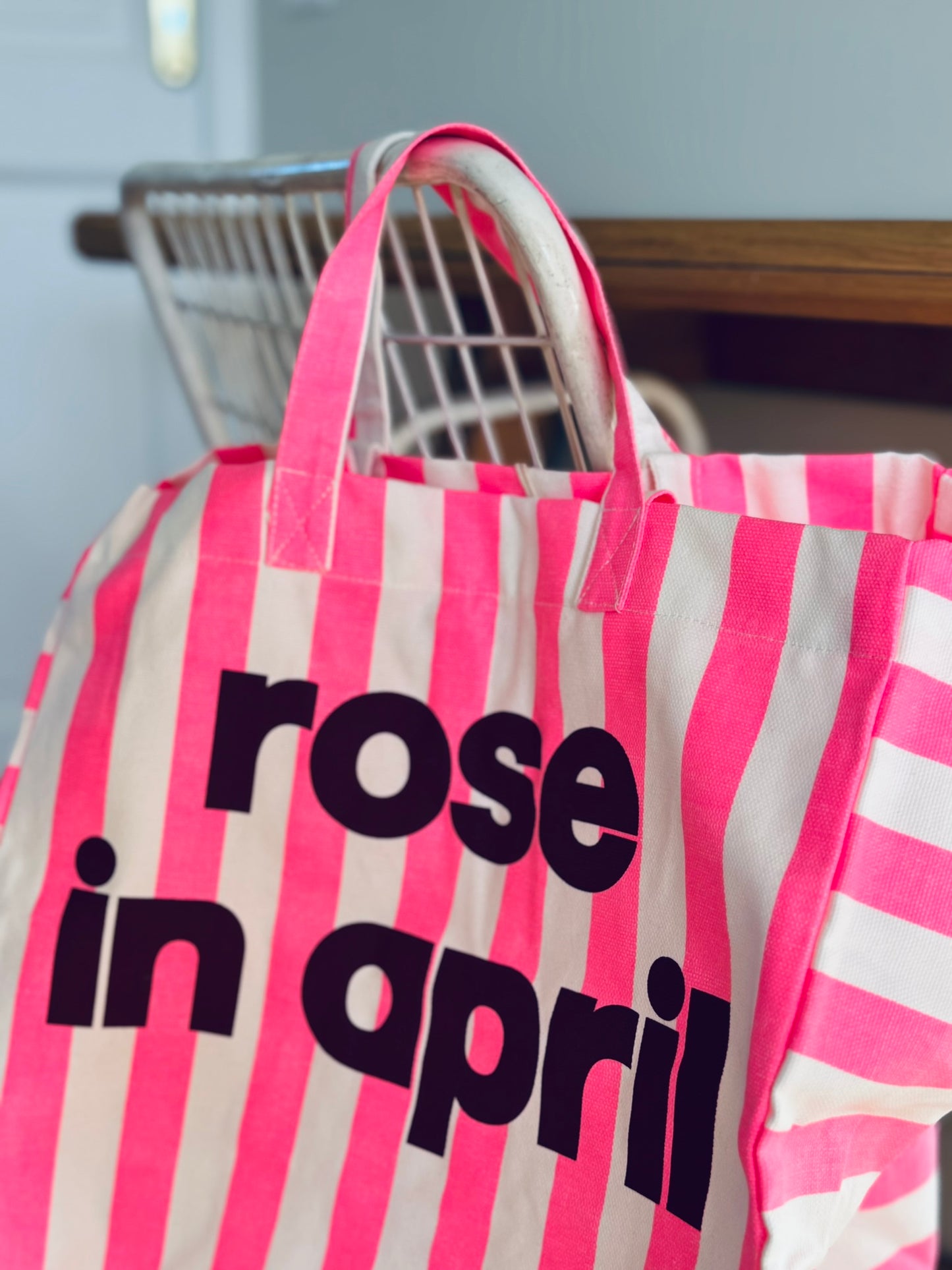 Sac cabas Elisa - rayures rose fluo - édition limitée