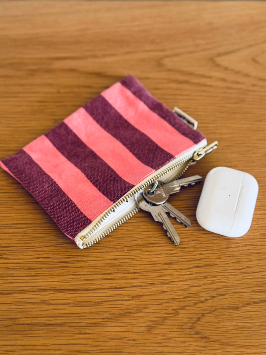 Porte-monnaie Marie - Rayures Bordeaux / Pink flamingo