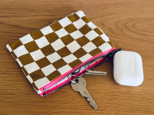 Porte-monnaie Marie - damier caramel