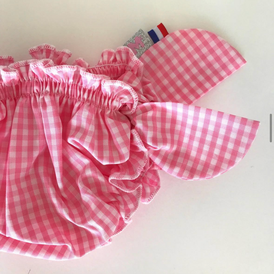 Bikini enfant en Vichy rose