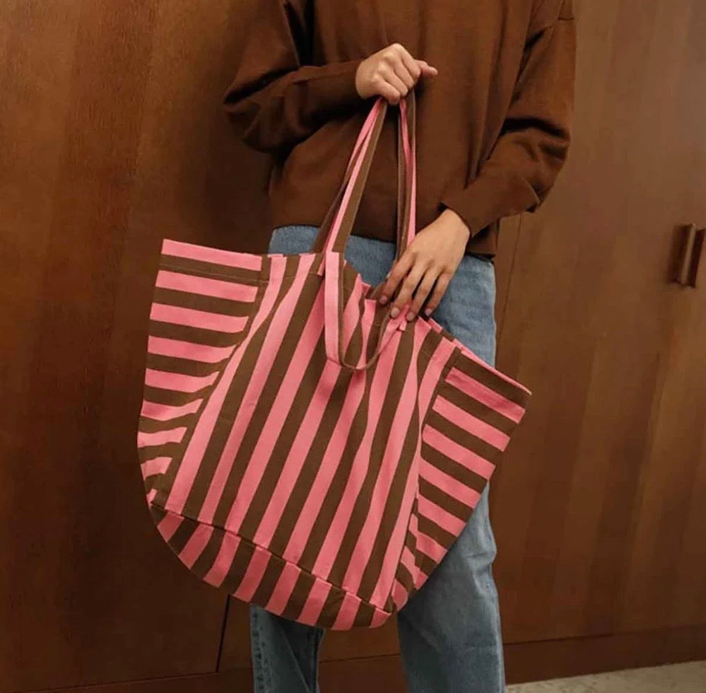 Sac cabas Elisa - rayure funky pink / olive
