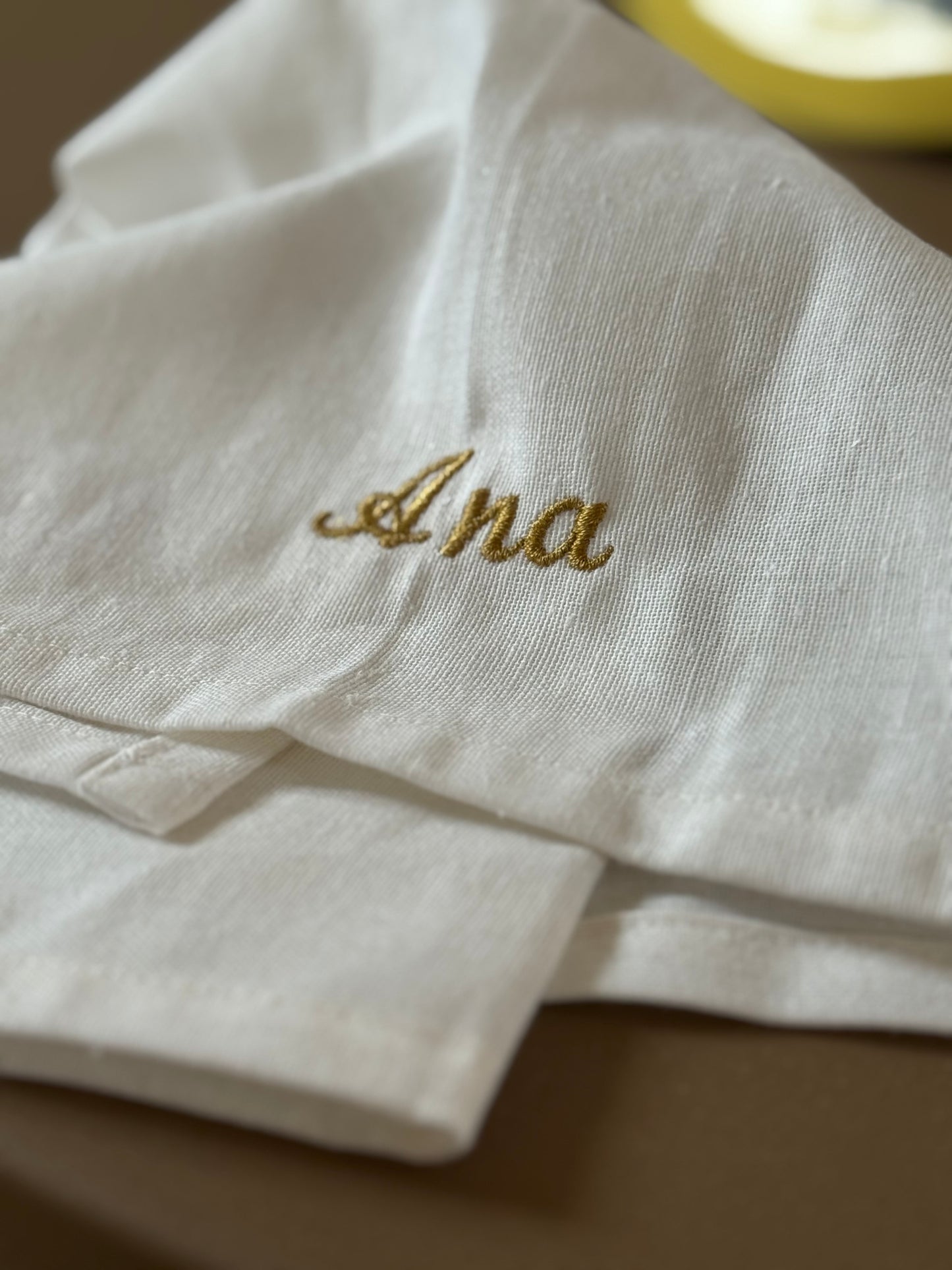 Serviette de table coton lin brodée