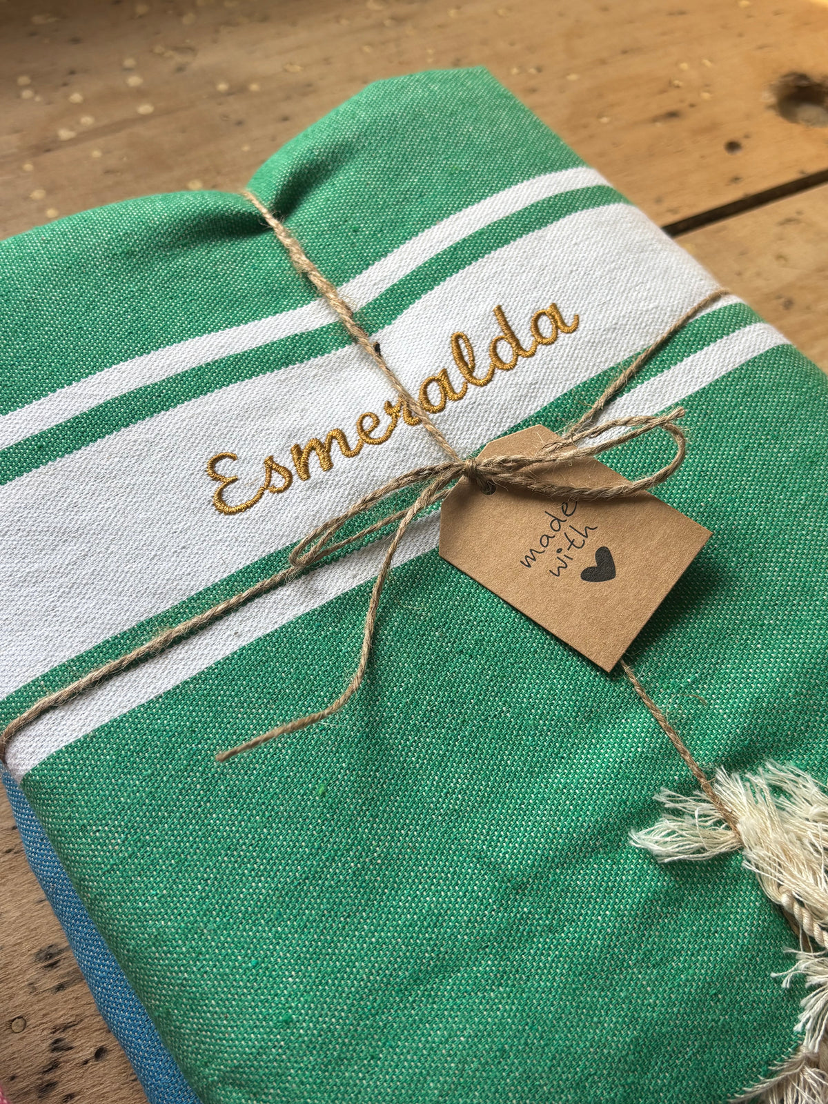 FOUTA classique - vert brésil - personnalisée