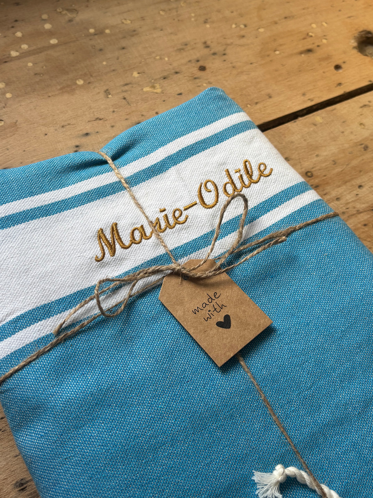 FOUTA classique - bleu glacial - personnalisée