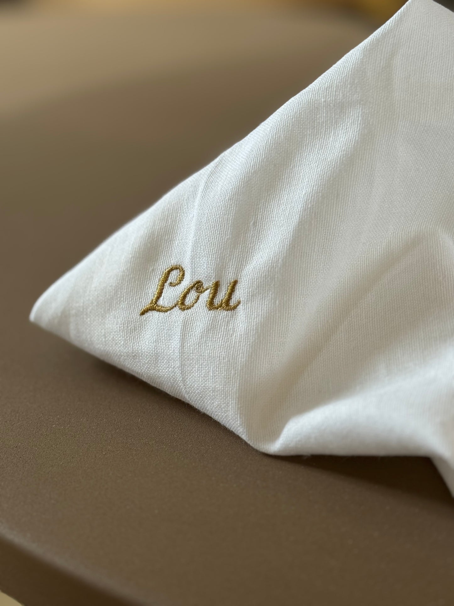 Serviette de table coton lin brodée