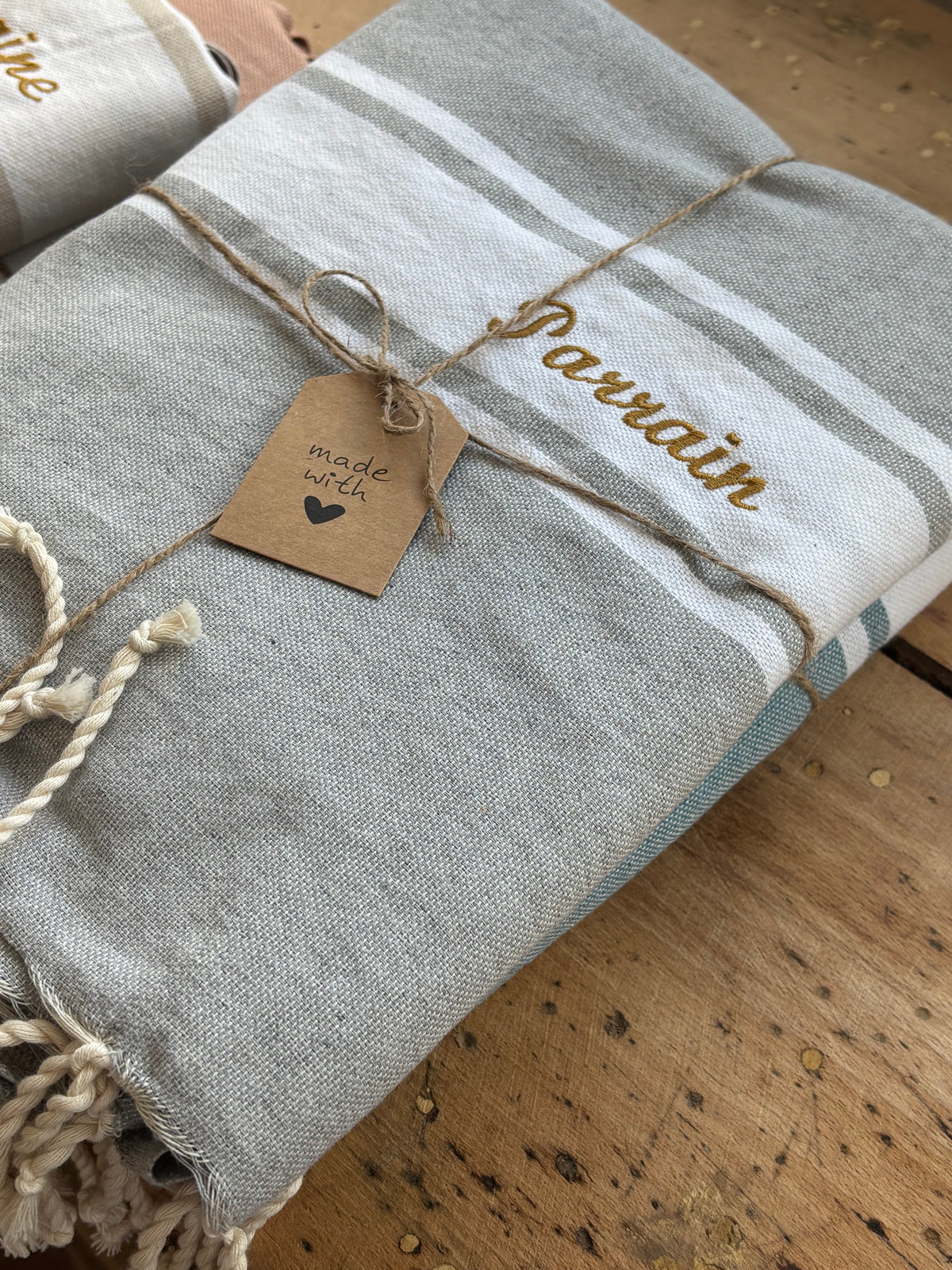 FOUTA classique - gris clair - personnalisée